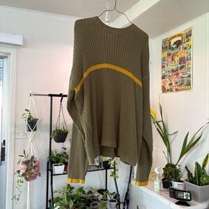 Mossimo Olive Green Sweater Ribbed Knit Crew Neck Pullover Top XL